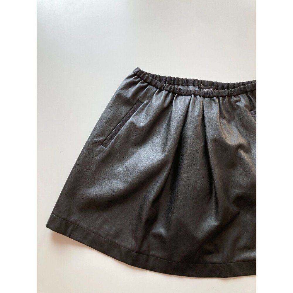 Aritzia BABATON Black Vegan Leather Grosgrain Trim Circle Mini Skirt, Size XXS - Picture 2 of 10